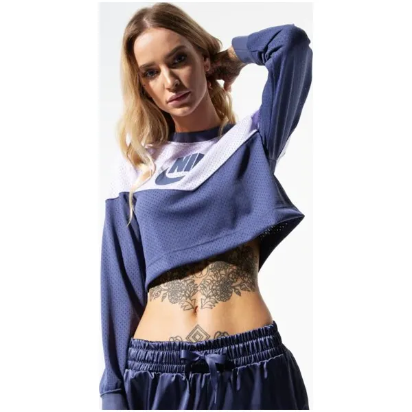 Nike Bluza W Nsw Hrtg Crew Mesh , fioletowy, rozmiar M. Fioletowe bluzy damskie Nike, m, bez wzorów, z materiału, bez kaptura. Za 159.99 zł.