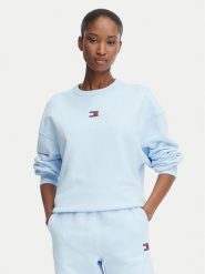 Tommy Jeans Bluza DW0DW17325 Niebieski jasny Regular Fit. Niebieskie bluzy damskie Tommy Jeans, l, bez wzorów, z bawełny, bez kaptura. Za 369.99 zł.