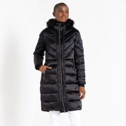 Kurtka turystyczna damska Suppression. Czarne kurtki damskie Dare 2b, bez wzorów, z puchu, bez kaptura. Za 519.99 zł.