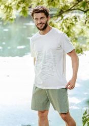 Key KEY Męska piżama na lato krótka z bawełny L. Piżamy męskie Key, l, bez wzorów, z bawełny, bez ramiączek, krótkie. Za 84.99 zł.