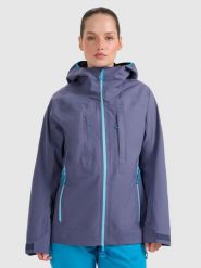 4F Kurtka trekkingowa przeciwdeszczowa membrana 20000+ damska - granatowa XXL. Niebieskie kurtki damskie 4f, m, bez wzorów, z materiału, długie, bez kaptura. Za 799.99 zł.