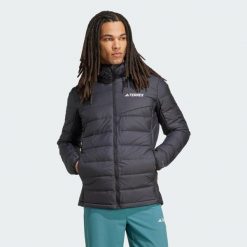 Kurtka z kapturem Terrex Multi Light Down CLIMAWARM. Czarne kurtki sportowe męskie Adidas, xl, bez wzorów, z puchu, trekkingowe, climawarm (adidas). Za 649.00 zł.