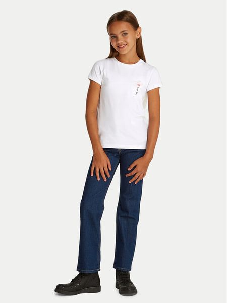 Calvin Klein Jeans T-Shirt IG0IG02953 Biały Regular Fit. Białe t-shirty i topy dla dziewczynek Calvin Klein Jeans, bez wzorów, z bawełny, bez ramiączek. Za 59.99 zł.