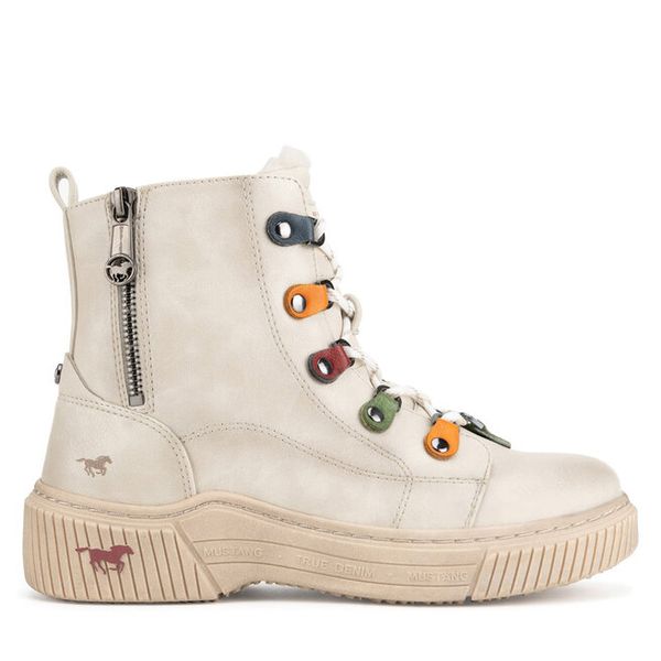 Trzewiki Mustang. Brązowe botki damskie Mustang, bez obcasa, na płaskiej podeszwie, bez zapięcia. Za 303.99 zł.