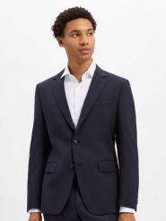 BOSS marynarka z czystej wełny z systemu modułowego Mężczyźni Slim Fit wełna ze strzyży niebieski, 102. Niebieskie marynarki męskie Boss, bez wzorów, z wełny. Za 1,599.95 zł.
