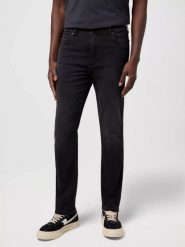 MĘSKIE SPODNIE WRANGLER LARSTON BLACK FOG 112371657. Czarne spodnie materiałowe męskie Wrangler, l, bez wzorów, z jeansu. Za 219.99 zł.