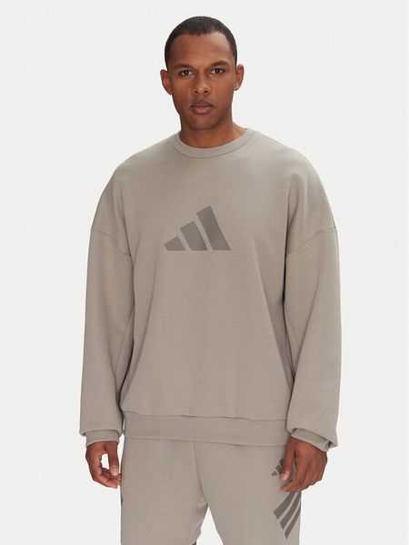 Adidas Bluza Future Icons 3 Bar Logo JI8771 Beżowy Loose Fit. Brązowe bluzy męskie Adidas, m, bez wzorów, z bawełny, bez kaptura. Za 189.99 zł.