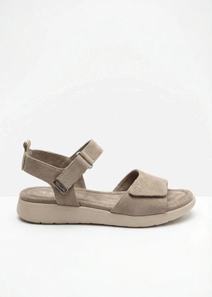 Sandały Tamaris. Brązowe sandały damskie bonprix, bez wzorów, bez obcasa, bez zapięcia. Za 179.99 zł.