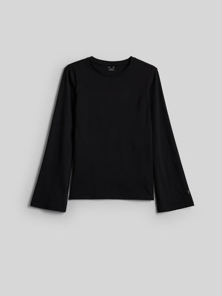 4F Longsleeve slim damski - czarny XS. Czarne t-shirty damskie 4f, m, bez wzorów, z dzianiny, klasyczne, bez kołnierzyka. Za 99.99 zł.
