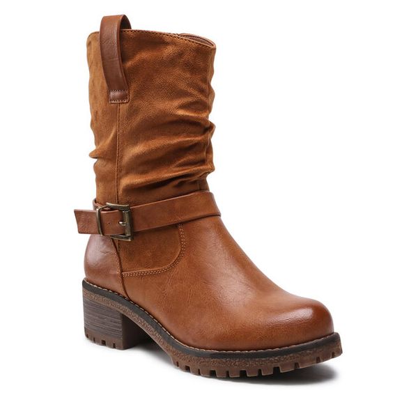 Botki Clara Barson. Brązowe botki damskie Clara Barson, bez obcasa, na słupku, bez zapięcia. Za 99.99 zł.