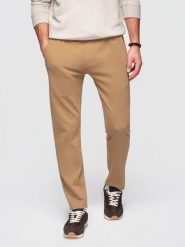 Męskie bawełniane spodnie dresowe BASIC z nogawką bez ściągacza - brązowe V2 - Rozmiar: XL. Brązowe spodnie sportowe męskie Ombre Clothing, l, z aplikacjami, z bawełny. W wyprzedaży za 118.99 zł.