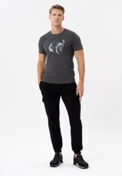 T-shirt z printem T-STARDUST. Szare t-shirty męskie Volcano, l, bez wzorów, z bawełny, bez kołnierzyka. Za 59.99 zł.