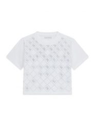 Guess T-Shirt J6GI05 K6YW4 Biały Boxy Fit. Białe t-shirty i topy dla dziewczynek Guess, z aplikacjami, z bawełny, bez ramiączek. Za 114.99 zł.