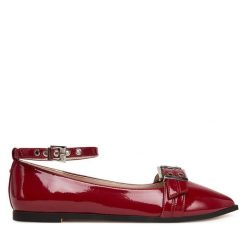 Baleriny Buffalo. Czerwone baleriny damskie Buffalo, bez wzorów, bez obcasa. Za 249.99 zł.