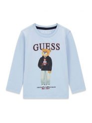 Guess Bluzka N6YI06 K3794 Niebieski jasny Regular Fit. Niebieskie koszule dla chłopców Guess, z aplikacjami, z bawełny, bez kołnierzyka, bez ramiączek. Za 114.99 zł.
