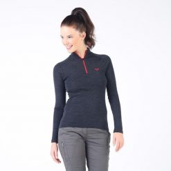 Vega - damska koszulka 100% merino wełna 195 g/m² z zamkiem YKK. Szare koszulki sportowe damskie WOOLONA, m, bez wzorów, z wełny, bez kołnierzyka, bez ramiączek, trekkingowe. W wyprzedaży za 306.00 zł.