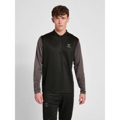 Półzapinana bluza dresowa Hummel On-Grid. Czarne bluzy męskie Hummel, bez wzorów, z dresówki, bez kaptura, do piłki nożnej. Za 191.00 zł.