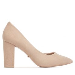 Czółenka DeeZee. Brązowe czółenka damskie DeeZee, bez wzorów, bez obcasa, bez zapięcia. Za 129.99 zł.