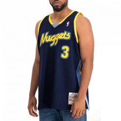 Koszulka męska do koszykówki Mitchell & Ness NBA Denver Nuggets Allen Iverson. Niebieskie koszulki sportowe męskie Mitchell & Ness, l, bez wzorów, bez kołnierzyka, bez ramiączek, do koszykówki. Za 559.00 zł.