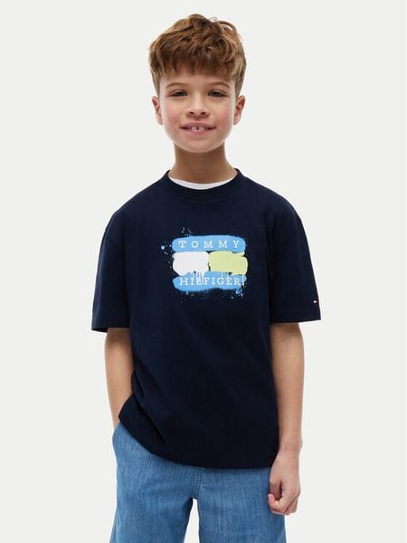Tommy Hilfiger T-Shirt KB0KB10546 Granatowy Regular Fit. Niebieskie t-shirty dla chłopców Tommy Hilfiger, bez wzorów, z bawełny, bez ramiączek. Za 129.99 zł.