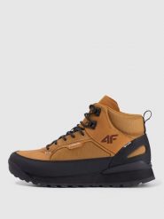 4F Buty przejściowe HEX skórzane męskie - brązowe 46. Brązowe buty sportowe męskie 4f, z gumy, bez zapięcia, trekkingowe, primaloft. Za 449.99 zł.