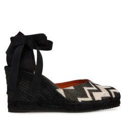Espadryle M Missoni. Czarne sandały damskie M Missoni, bez wzorów, bez obcasa, bez zapięcia. Za 1,349.00 zł.