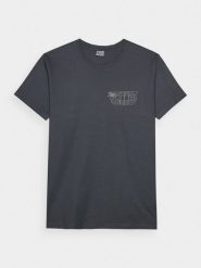 4F T-shirt regular z nadrukiem męski - szary M. Szare koszulki sportowe męskie 4f, m, bez wzorów, z bawełny, klasyczne, bez kołnierzyka. Za 39.99 zł.