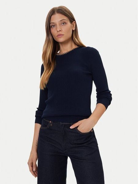 MICHAEL Michael Kors Sweter MF561CJ33D Granatowy Slim Fit. Niebieskie swetry damskie MICHAEL Michael Kors, s, bez wzorów, z wiskozy, bez kołnierzyka, bez ramiączek, bez kaptura. Za 769.99 zł.