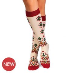 Damskie bawełniane skarpetki 3/4 z tradycyjnymi motywami w kolorze ecru. Białe skarpety damskie OEM, bez wzorów, z bawełny. W wyprzedaży za 45.15 zł.