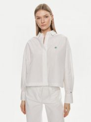 Tommy Hilfiger Koszula WW0WW41832 Biały Relaxed Fit. Białe bluzki damskie Tommy Hilfiger, bez wzorów, z bawełny, bez kołnierzyka, bez ramiączek. Za 449.99 zł.