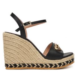 Espadryle LOVE MOSCHINO. Czarne sandały damskie Love Moschino, bez wzorów, bez obcasa, bez zapięcia. Za 1,309.00 zł.