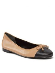 Tory Burch Baleriny Cap-Toe Ballet 154513 Beżowy. Brązowe baleriny damskie Tory Burch, bez wzorów, ze skóry, bez obcasa. Za 949.99 zł.