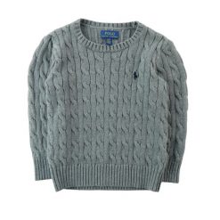 Second life - Sweter chłopięcy Cable-Knit Cotton Sweater - Jak nowy. Szare swetry dla chłopców Ralph Lauren, bez wzorów, z dzianiny, bez kołnierzyka, bez kaptura. Za 164.76 zł.