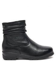 Caprice Botki 9-26460-43 Czarny. Czarne botki damskie Caprice, ze skóry, bez obcasa, na płaskiej podeszwie, bez zapięcia. Za 283.99 zł.