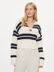 Tommy Jeans Sweter DW0DW17321 Écru Boxy Fit. Swetry damskie Tommy Jeans, l, bez wzorów, z jeansu, bez kołnierzyka, bez ramiączek, bez kaptura. Za 359.99 zł.