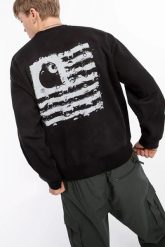 BLUZA MĘSKA CARHARTT WIP CHROMO SWEAT BLACK CHROMO / WHITE I03 KOLOR CZARNY. Czarne bluzy męskie Carhartt, l, bez wzorów, z bawełny, bez kaptura, do biegania. Za 294.50 zł.