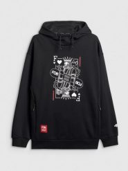 4F Bluza dresowa nierozpinana z kapturem męska - czarna L. Czarne bluzy męskie 4f, l, bez wzorów, z dresówki, z kapturem. Za 249.99 zł.