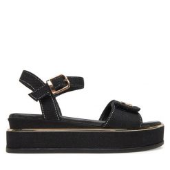 Sandały Tommy Hilfiger. Czarne sandały dziewczęce Tommy Hilfiger, bez zapięcia. Za 219.99 zł.