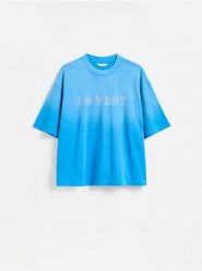 T-shirt boxy tie dye - jasnoniebieski. Niebieskie t-shirty męskie Reserved, l, bez wzorów, z bawełny, bez kołnierzyka. Za 89.99 zł.