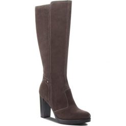 Kozaki NERO GIARDINI - A807011D Carbone 103. Szare kozaki damskie Nero Giardini, ze skóry, przed kolano, bez obcasa, na obcasie. W wyprzedaży za 459.00 zł.