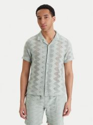 Guess Koszula M6GP46 K3236 Zielony Regular Fit. Zielone koszule męskie Guess, m, z aplikacjami, z bawełny, bez kołnierzyka, bez ramiączek. Za 399.99 zł.