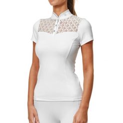 Damska koszulka polo na zawody Equestrian Stockholm Crystal Champion. Białe koszulki sportowe damskie EQUESTRIAN STOCKHOLM, bez wzorów, bez kołnierzyka, bez ramiączek, do jazdy konnej. Za 454.00 zł.