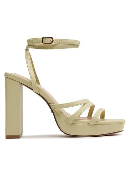 DeeZee Sandały F048-5 Zielony. Zielone sandały damskie DeeZee, bez wzorów, ze skóry, bez obcasa, na słupku, bez zapięcia. Za 159.99 zł.