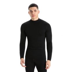 Koszulka z długim rękawem Męska Icebreaker 260 Tech LS Turtleneck. Czarne koszulki sportowe męskie Icebreaker, m, bez wzorów, z wełny, bez kołnierzyka, bez ramiączek, trekkingowe. Za 510.45 zł.