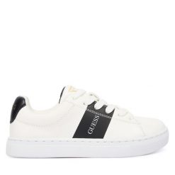 Sneakersy Guess. Białe trampki i tenisówki chłopięce Guess, z aplikacjami, bez zapięcia. Za 229.99 zł.