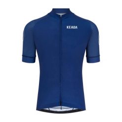 Męska koszulka kolarska z krótkim rękawem – Granatowa. Niebieskie koszulki sportowe męskie KEADA SPORTS, m, z aplikacjami, z jersey, bez kołnierzyka, bez ramiączek, na fitness i siłownię. Za 332.00 zł.