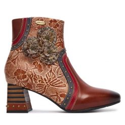 Botki Laura Vita. Brązowe botki damskie Laura Vita, bez obcasa, na słupku, bez zapięcia. Za 689.99 zł.