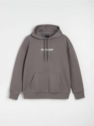 Bluza z napisem z domieszką bawełny - szary. Szare bluzy męskie Sinsay, l, bez wzorów, z bawełny, bez kaptura. Za 49.99 zł.