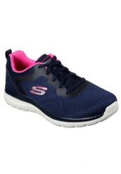 Buty sportowe Sneakersy damskie, Skechers Bountiful-Quick Path. Niebieskie obuwie sportowe damskie Skechers, bez wzorów, z materiału, trekkingowe. Za 169.00 zł.