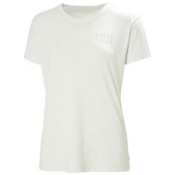 T-shirt damski Helly Hansen Skog graphic. Zielone koszulki sportowe damskie Helly Hansen, bez wzorów, bez kołnierzyka, bez ramiączek, trekkingowe. Za 239.00 zł.